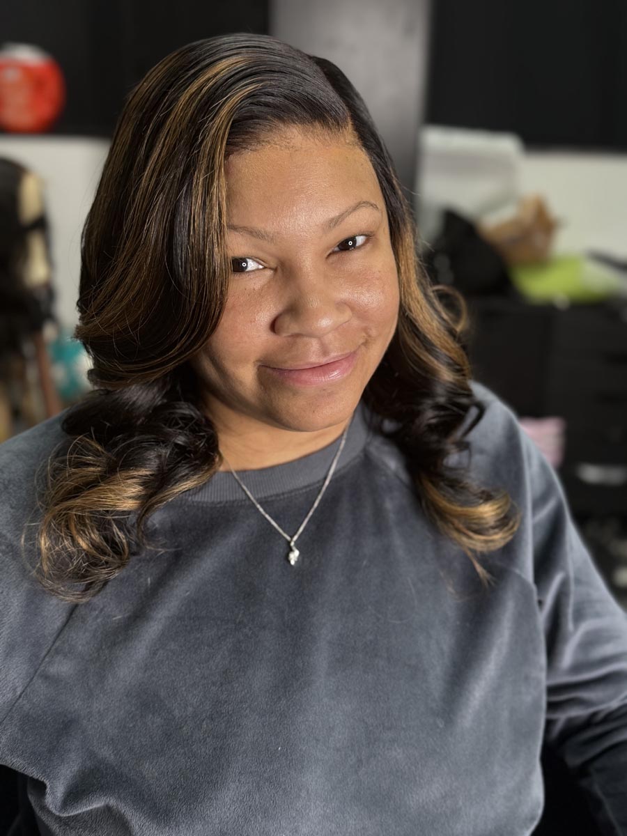 A Lady in Black Hair Salon in Frisco, TX